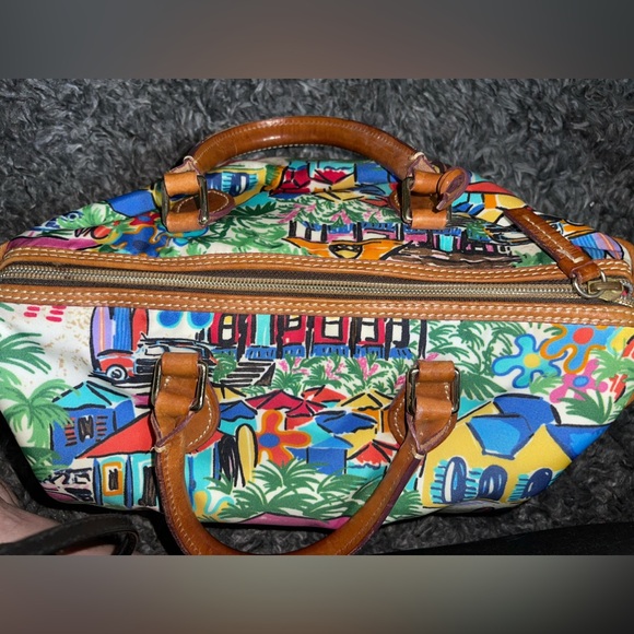 RARE! Dooney & Bourke " Sandbar " Tropical Print Satchel Purse. - Picture 4 of 9